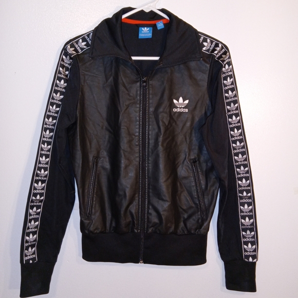 adidas Black Track Jacket with White Accents - Picture 1 of 5